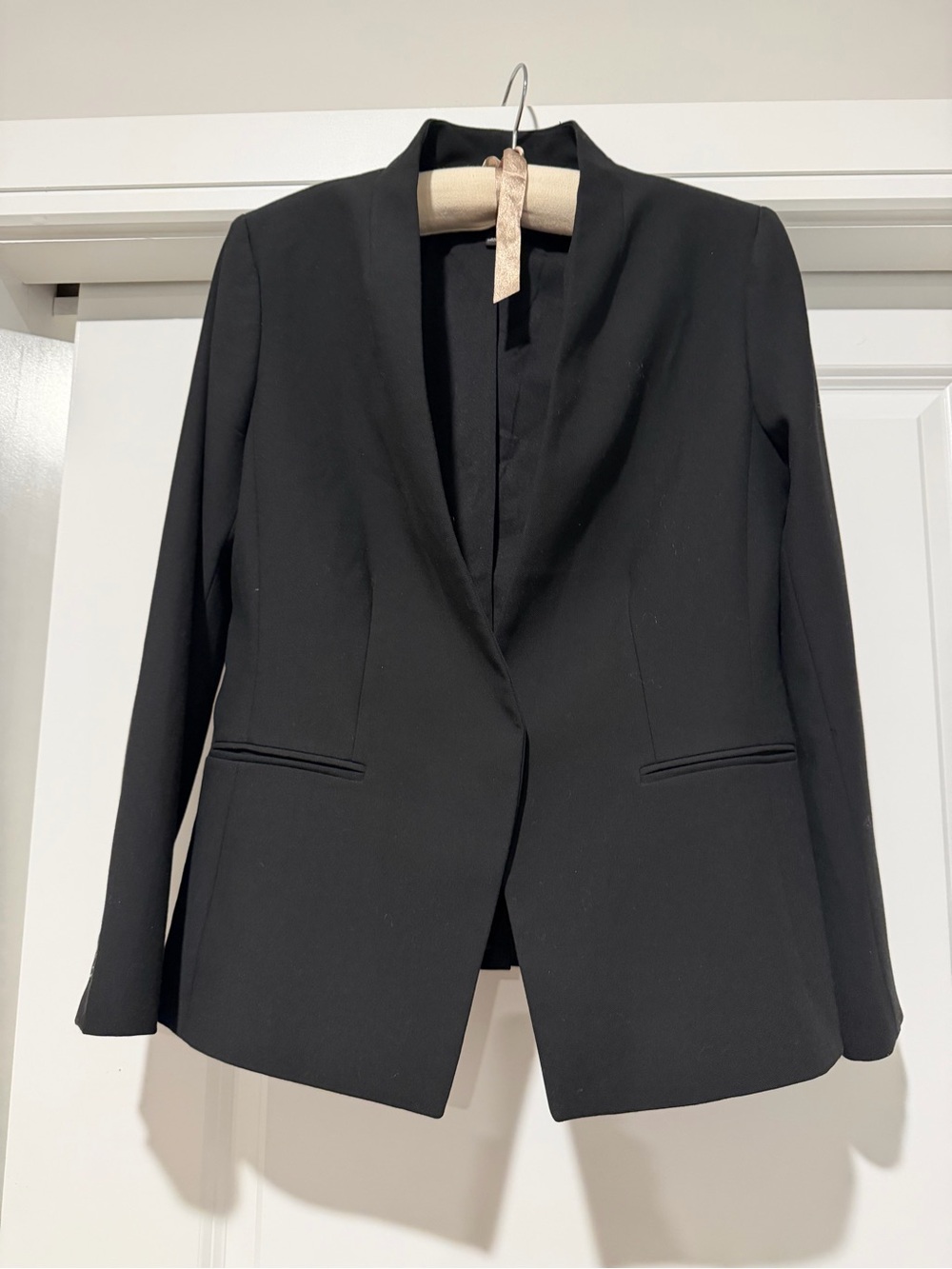 Ann Taylor Black Collarless Tailored Blazer